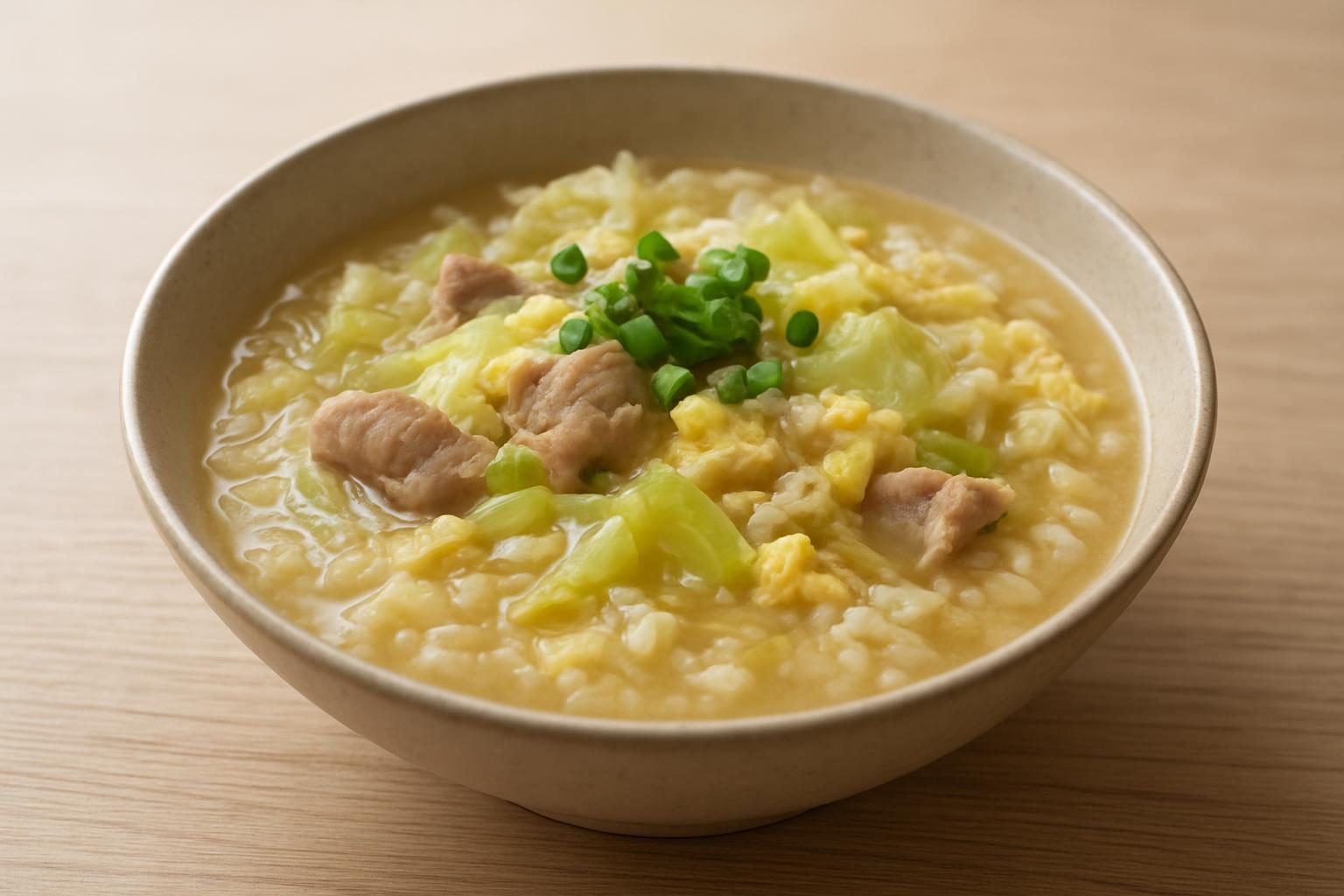 キャベツと豚赤身の雑炊