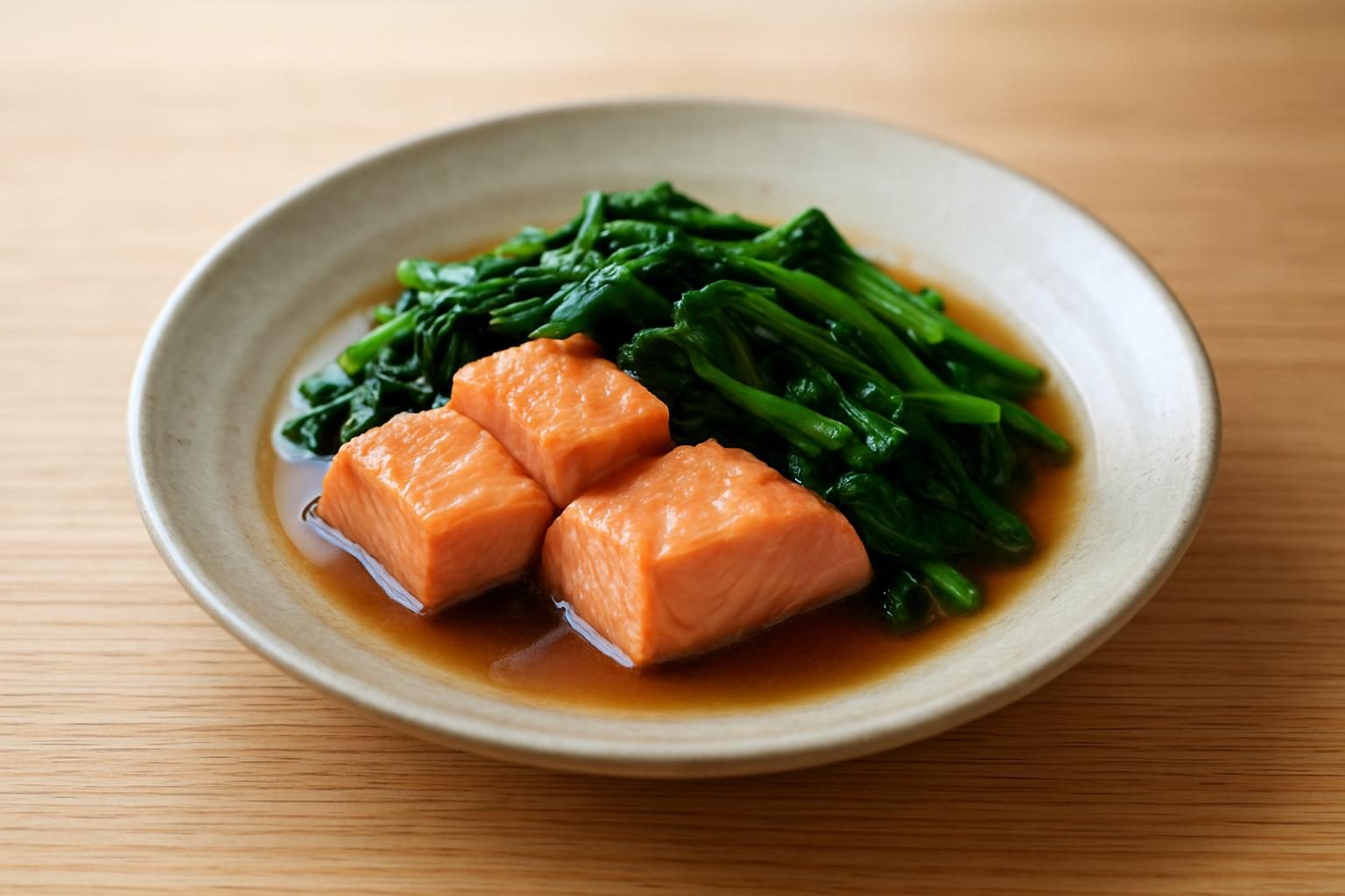 ほうれん草と鮭のレンジ煮