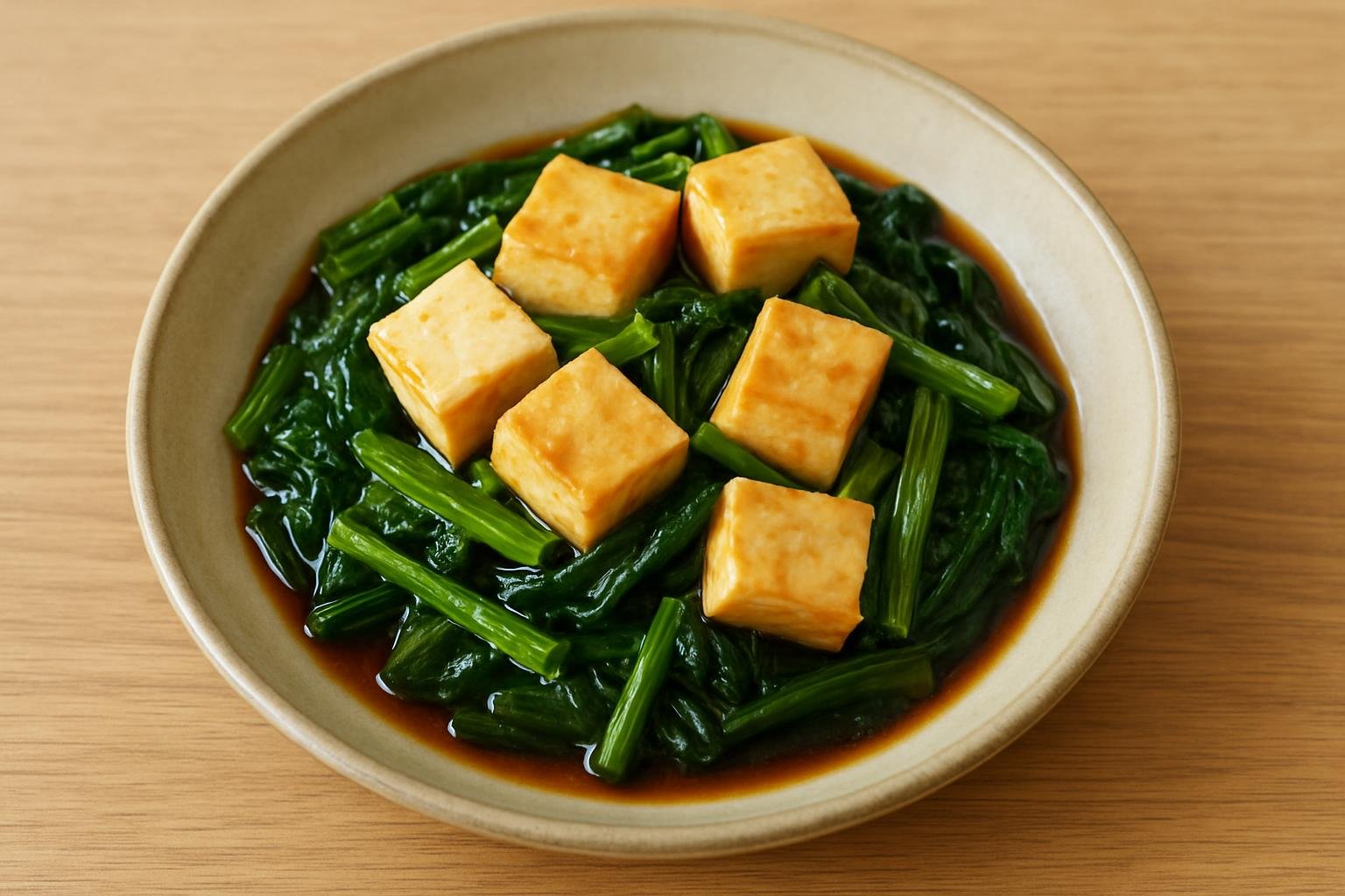 ほうれん草と豆腐のレンジ甘辛煮