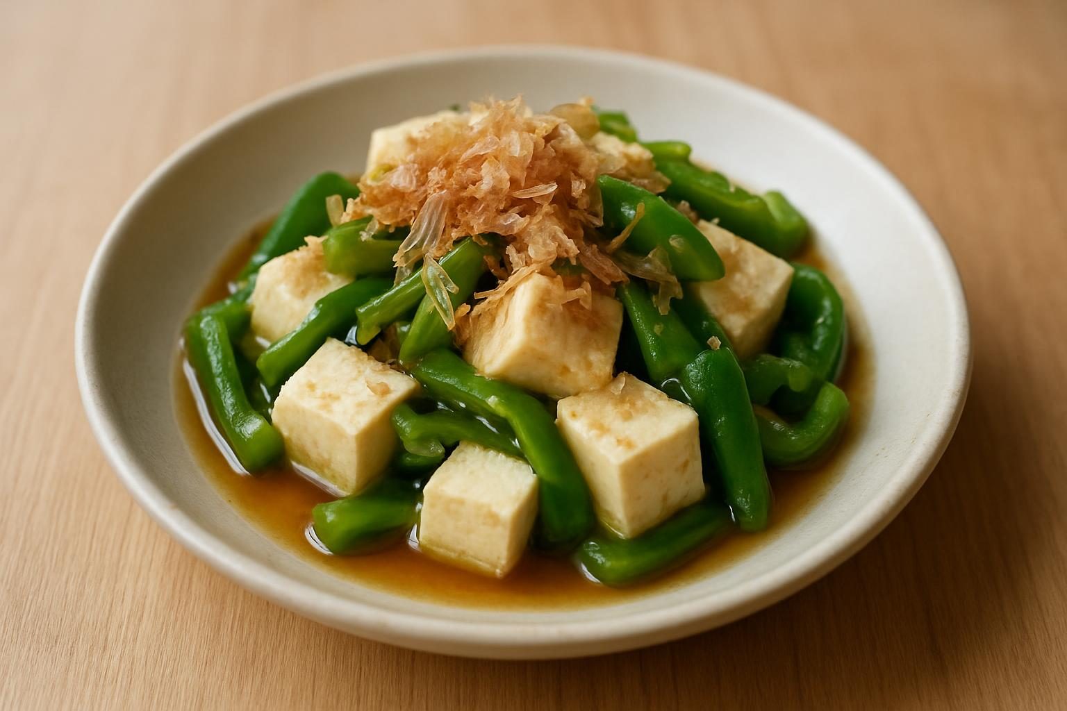 ピーマンと豆腐のレンジおひたし