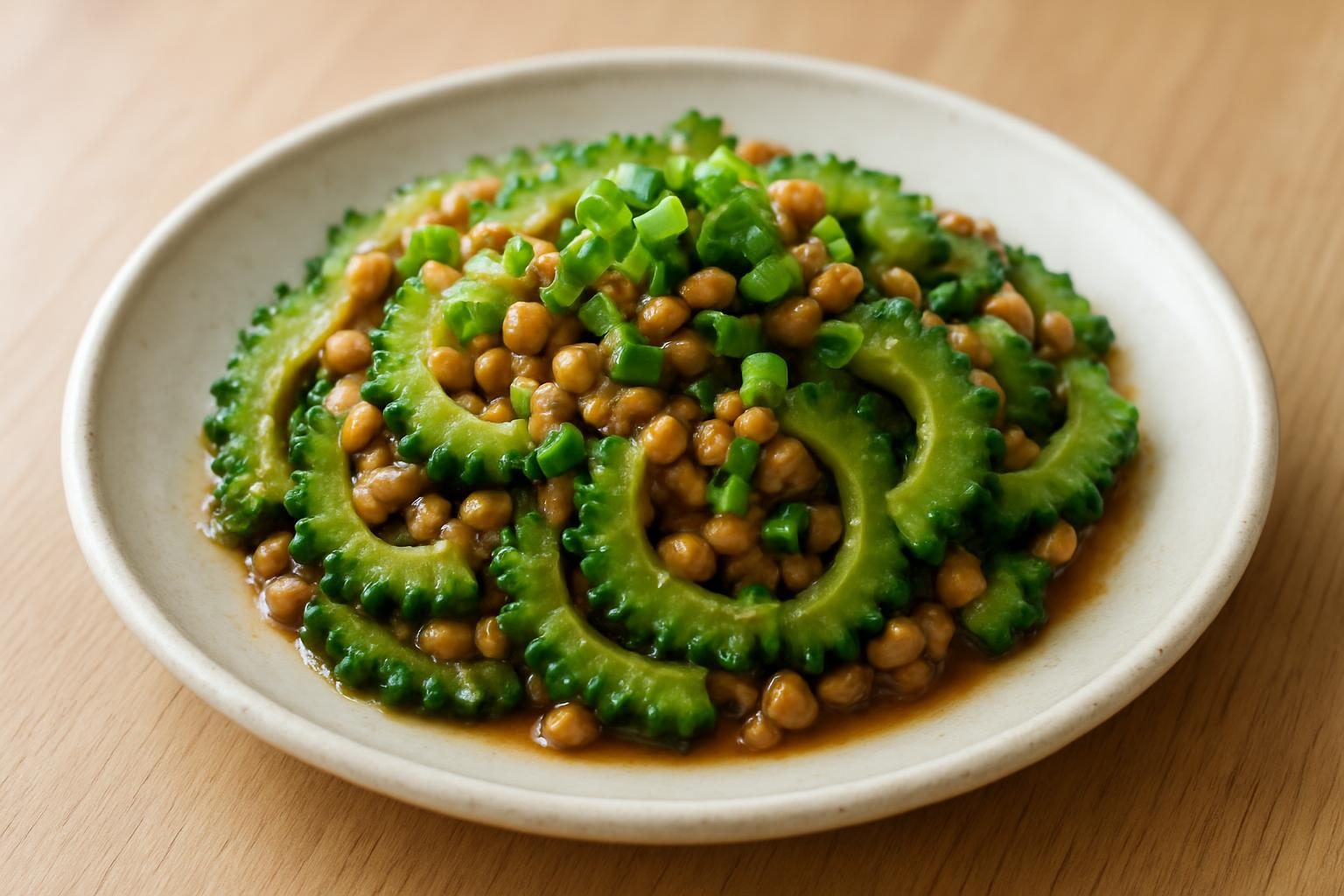 ゴーヤと納豆の香味だれ