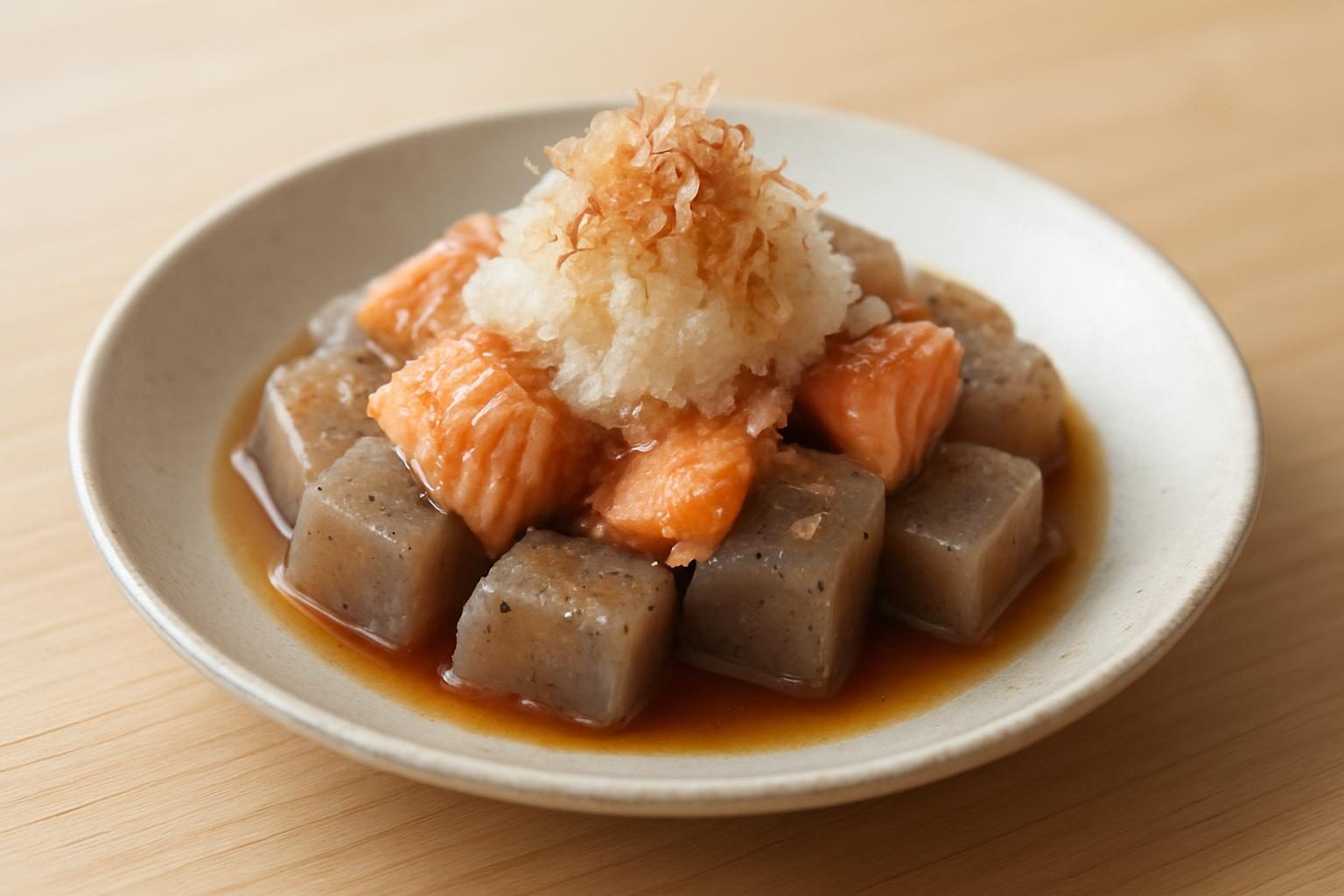 こんにゃくと鮭のおろし和え