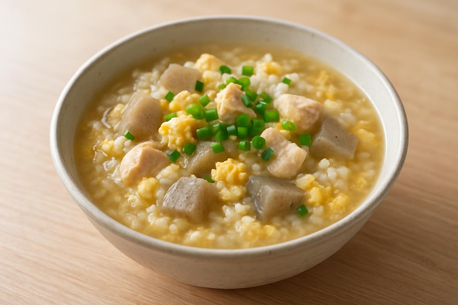 こんにゃくと鶏むね肉の雑炊