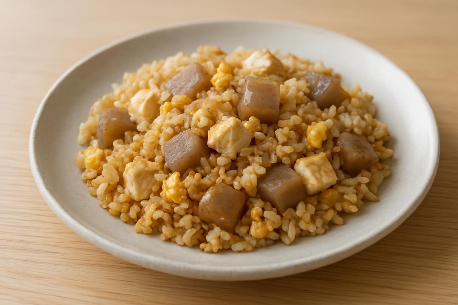 こんにゃくと豆腐のチャーハン