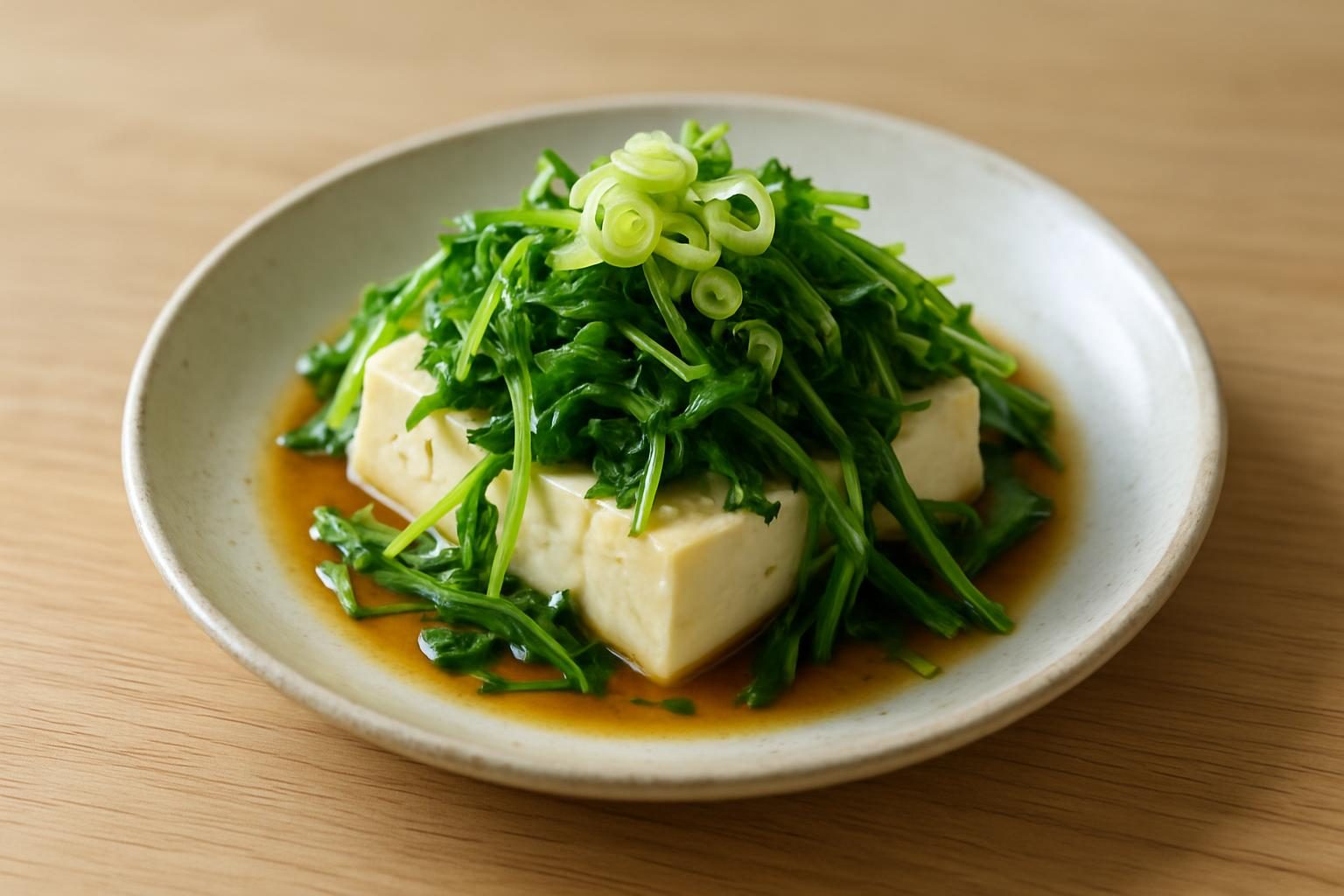 水菜と豆腐のレンジ蒸し