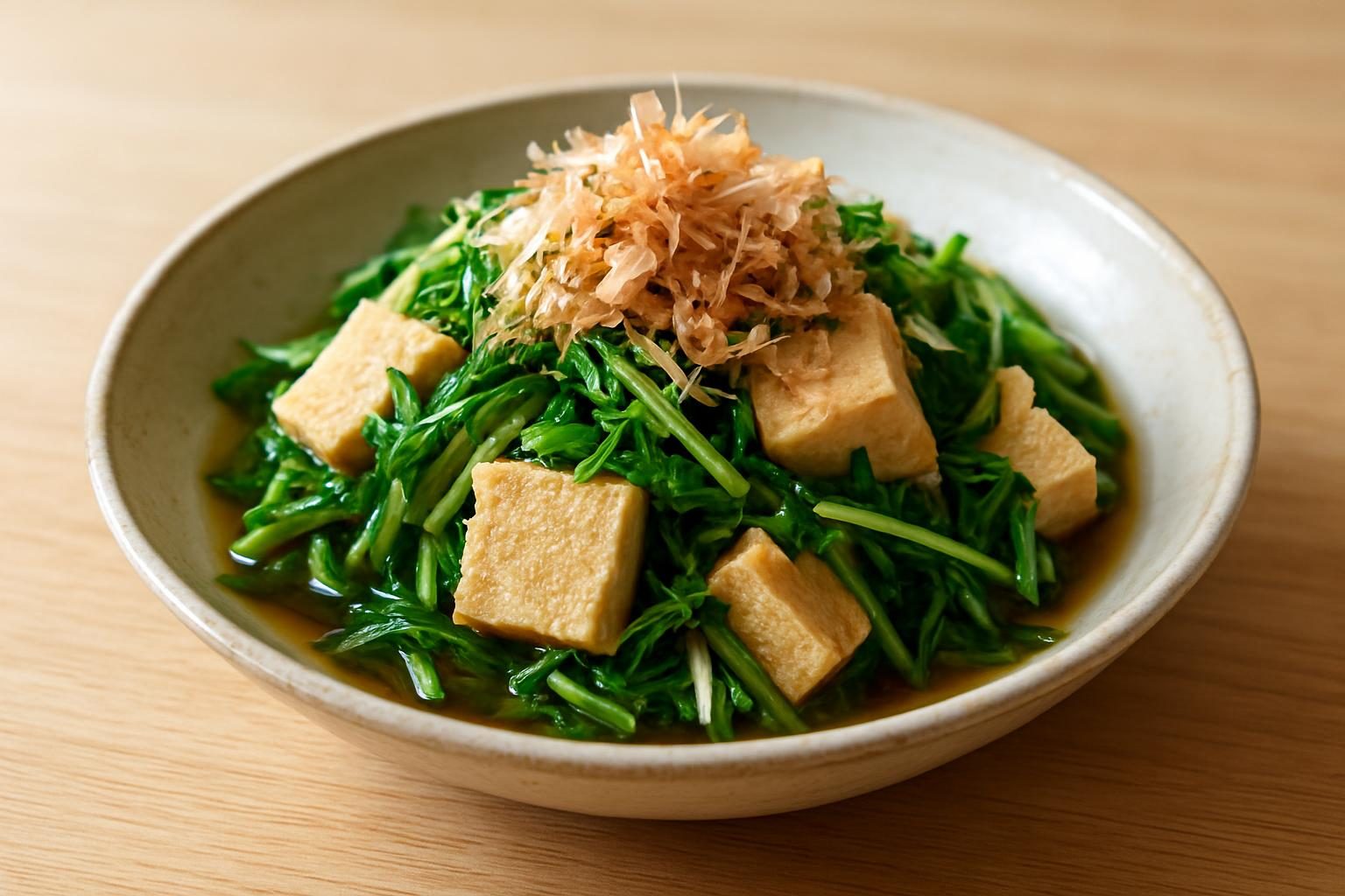 水菜と高野豆腐のおひたし