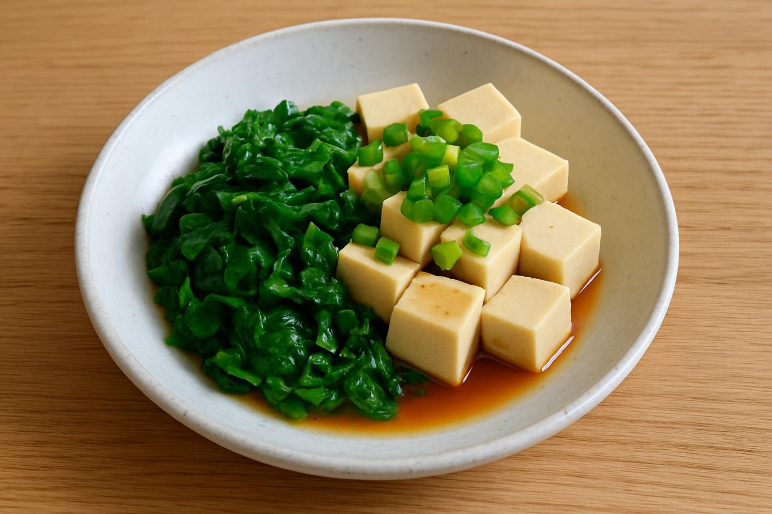 モロヘイヤと高野豆腐のレンジ蒸し