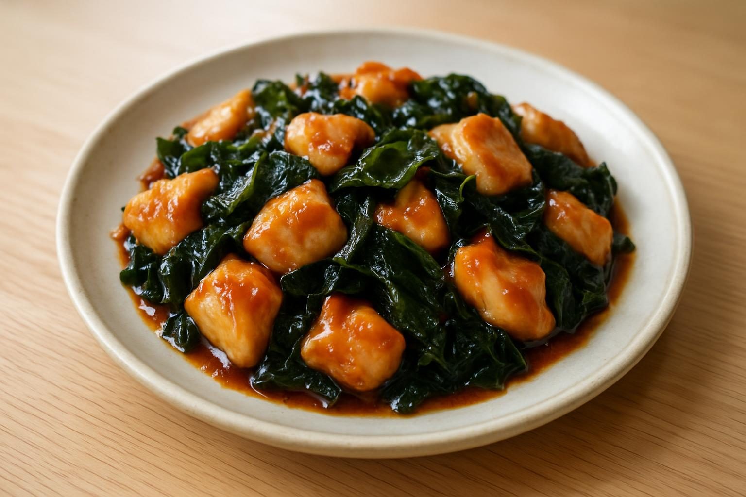 わかめと鶏むね肉の甘酢炒め