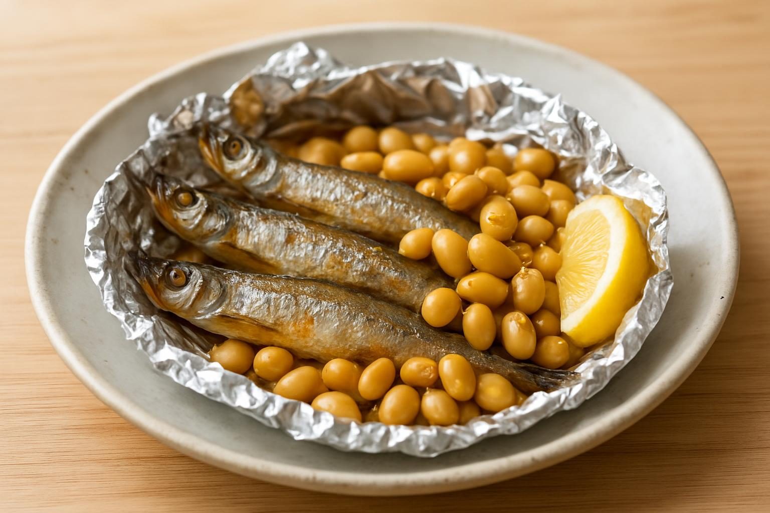 大豆とししゃものホイル焼き