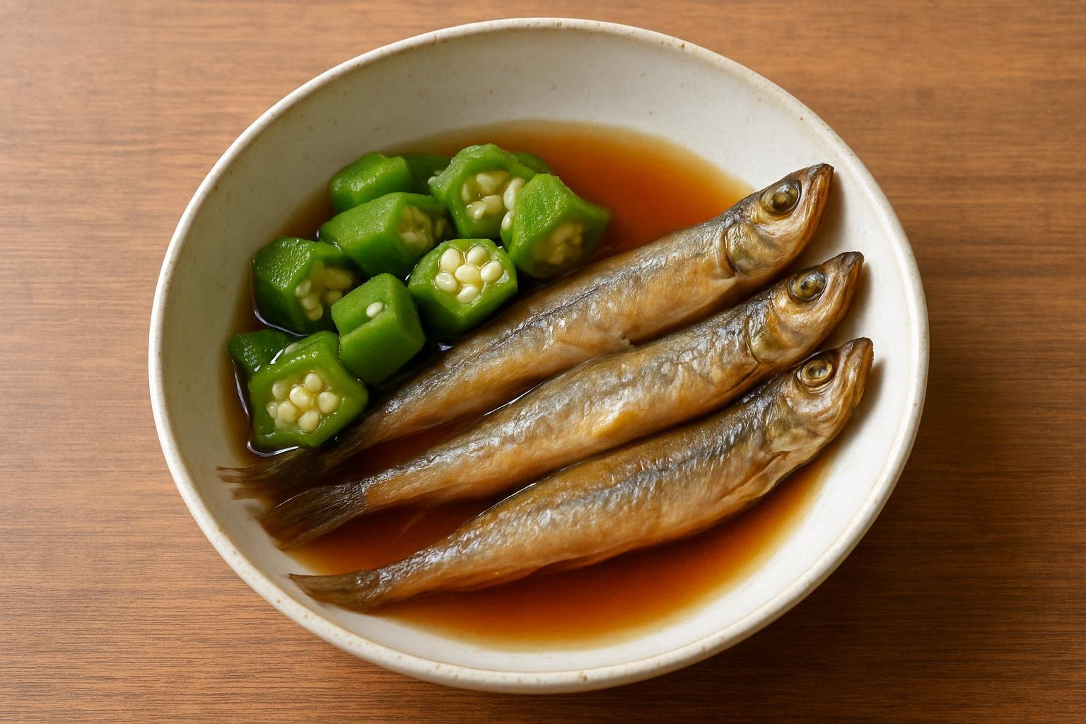 オクラとししゃもの煮浸し