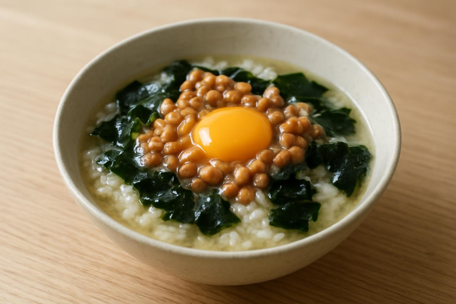 わかめと納豆の雑炊