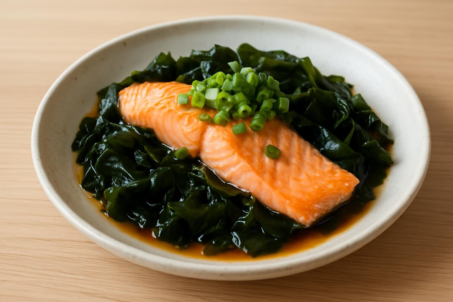 わかめと鮭のレンジ蒸し