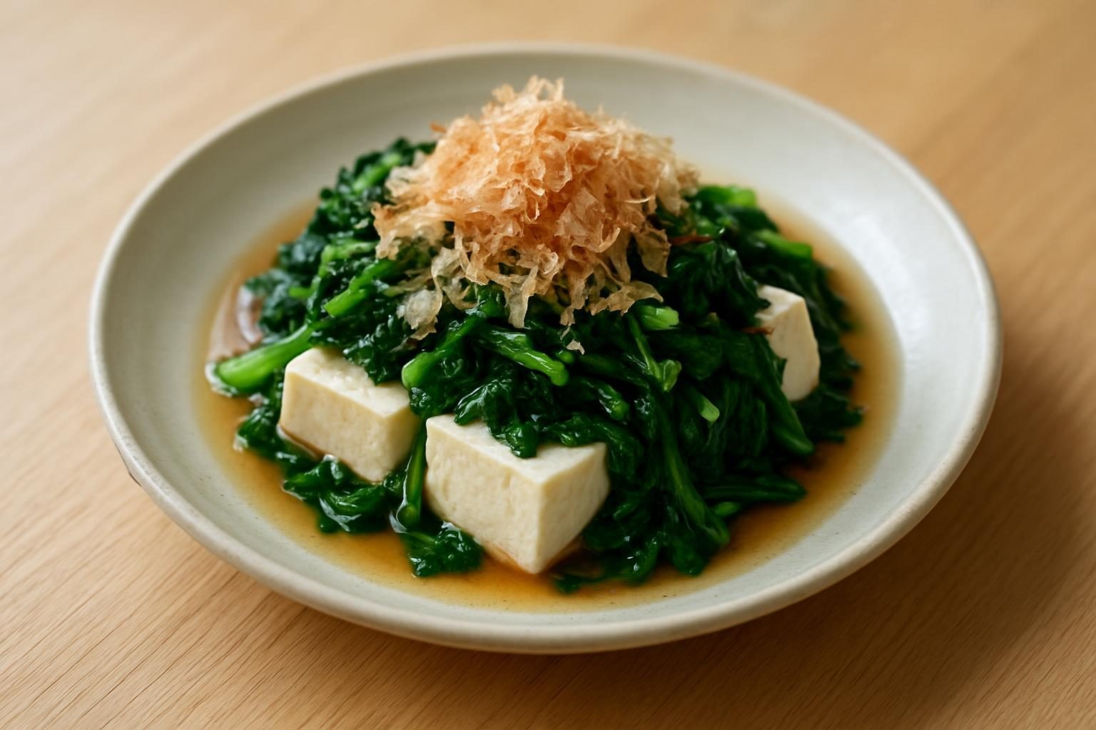 かぶの葉と豆腐のおひたし