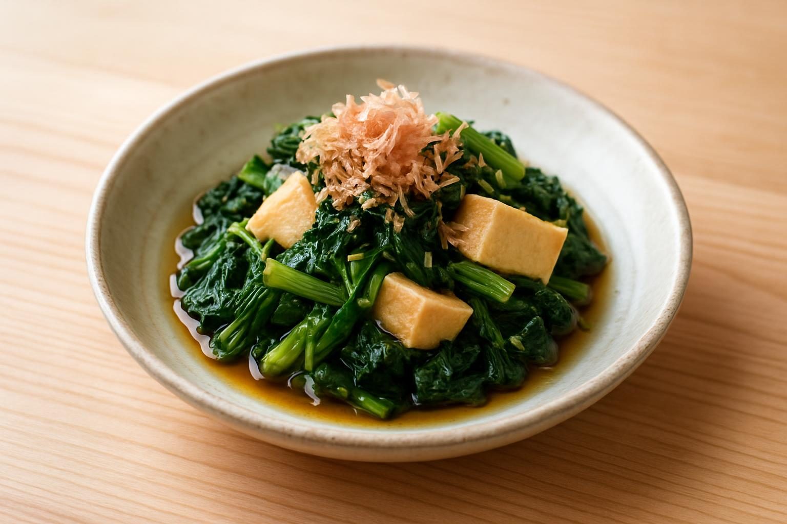 大根葉と高野豆腐のおひたし
