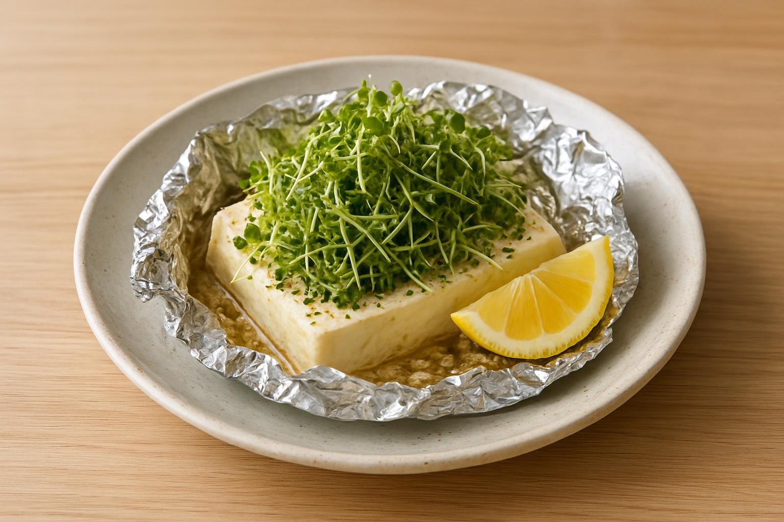 ブロッコリースプラウトと豆腐のホイル焼き