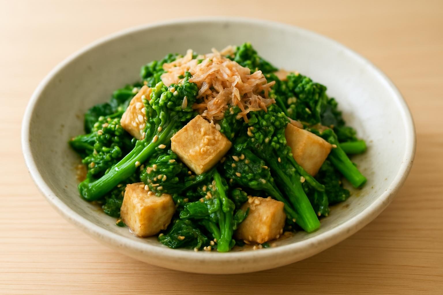 菜の花と高野豆腐の和え物