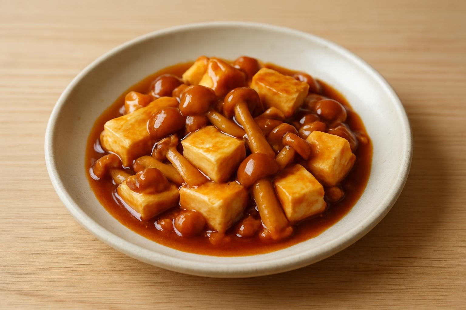 なめこと豆腐の甘酢炒め