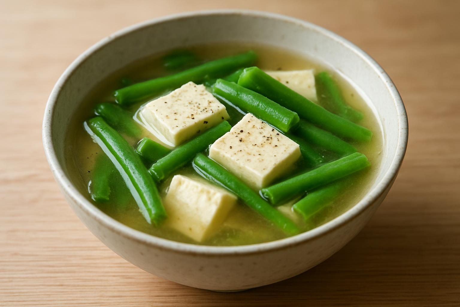 いんげんと豆腐のスープ