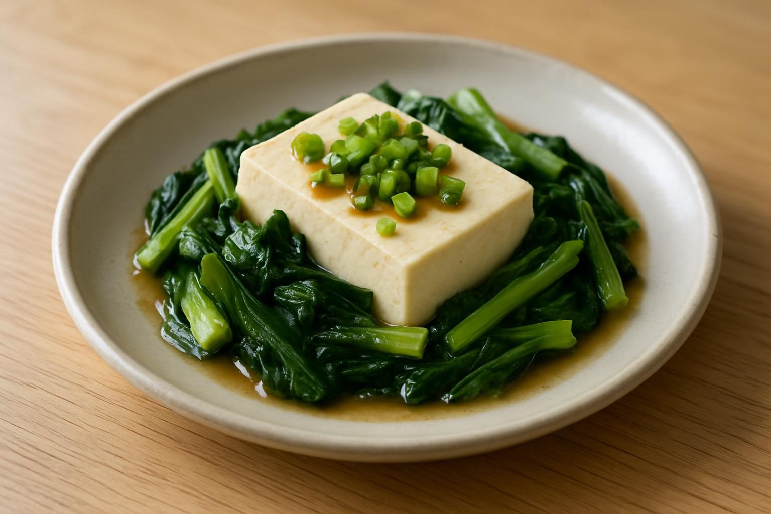 小松菜と豆腐のレンジ蒸し