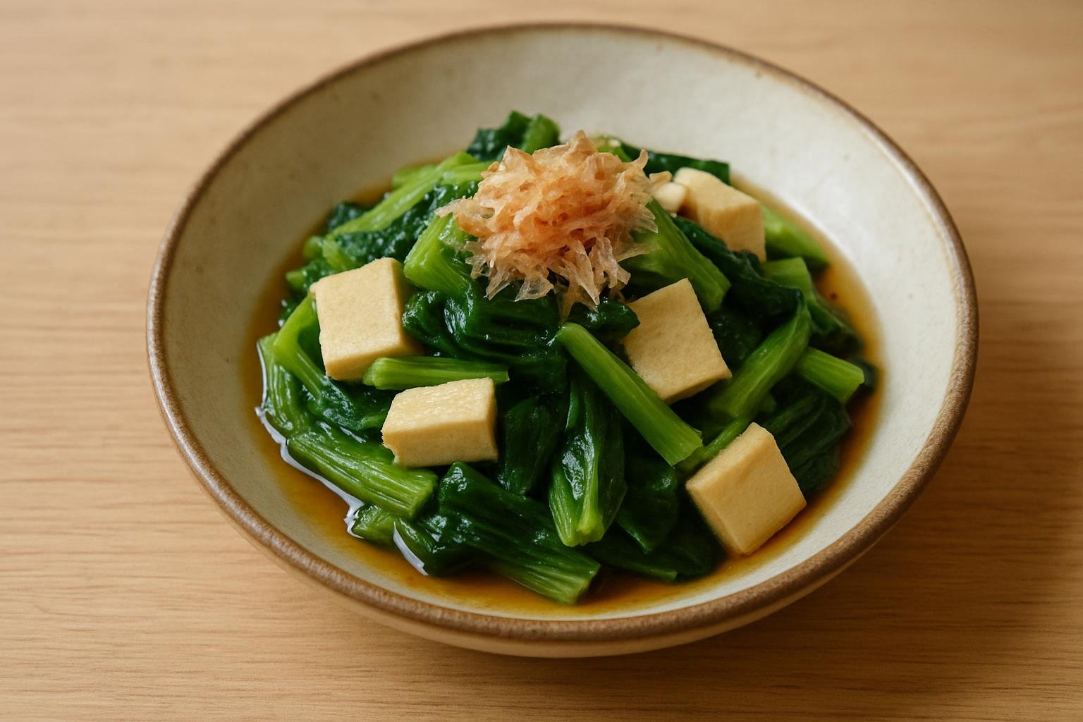 小松菜と高野豆腐のおひたし