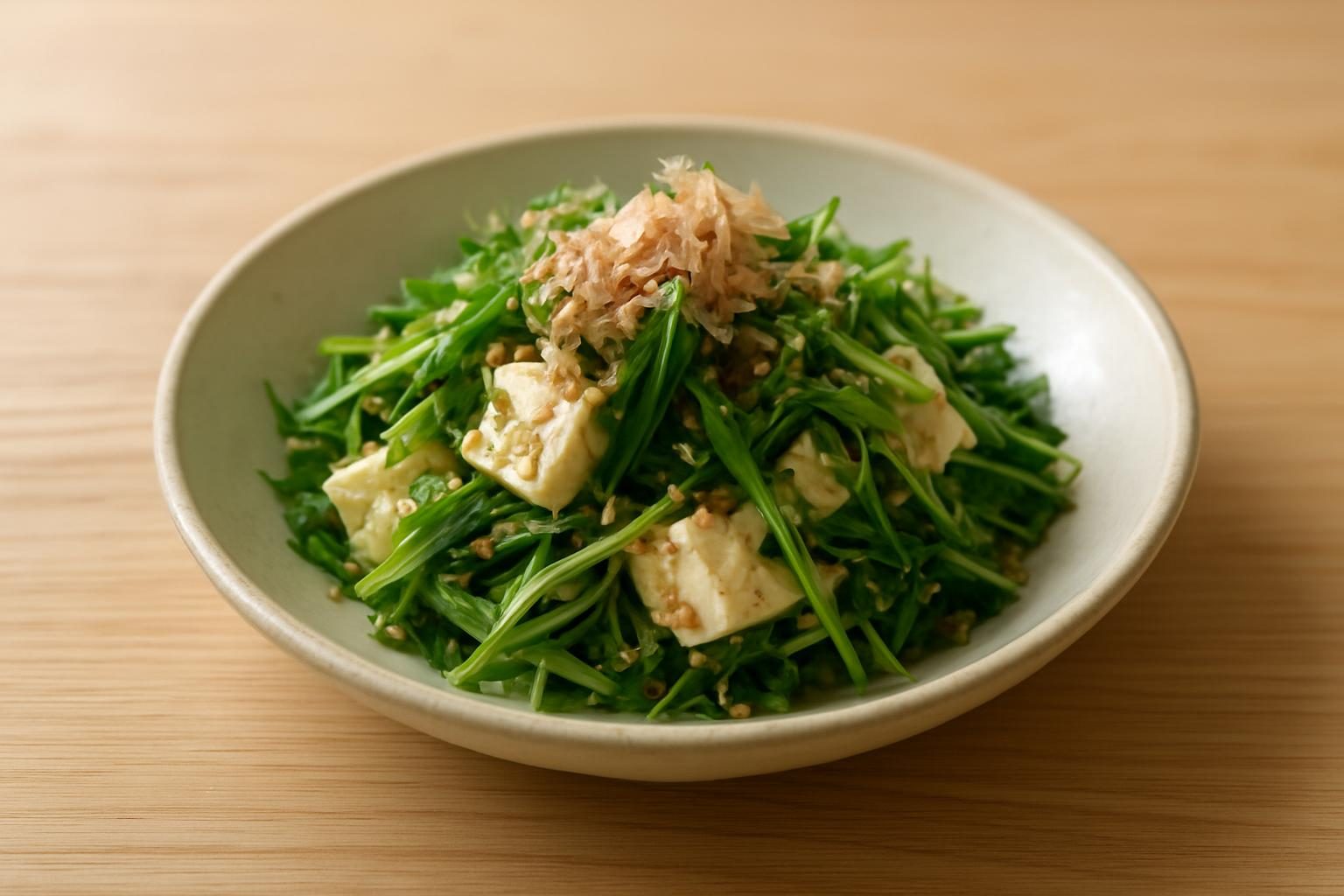 水菜と豆腐の和え物