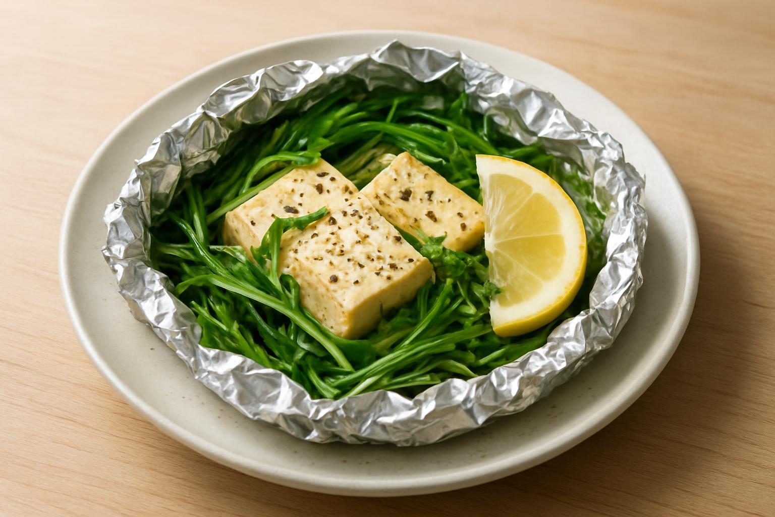 水菜と豆腐のホイル焼き