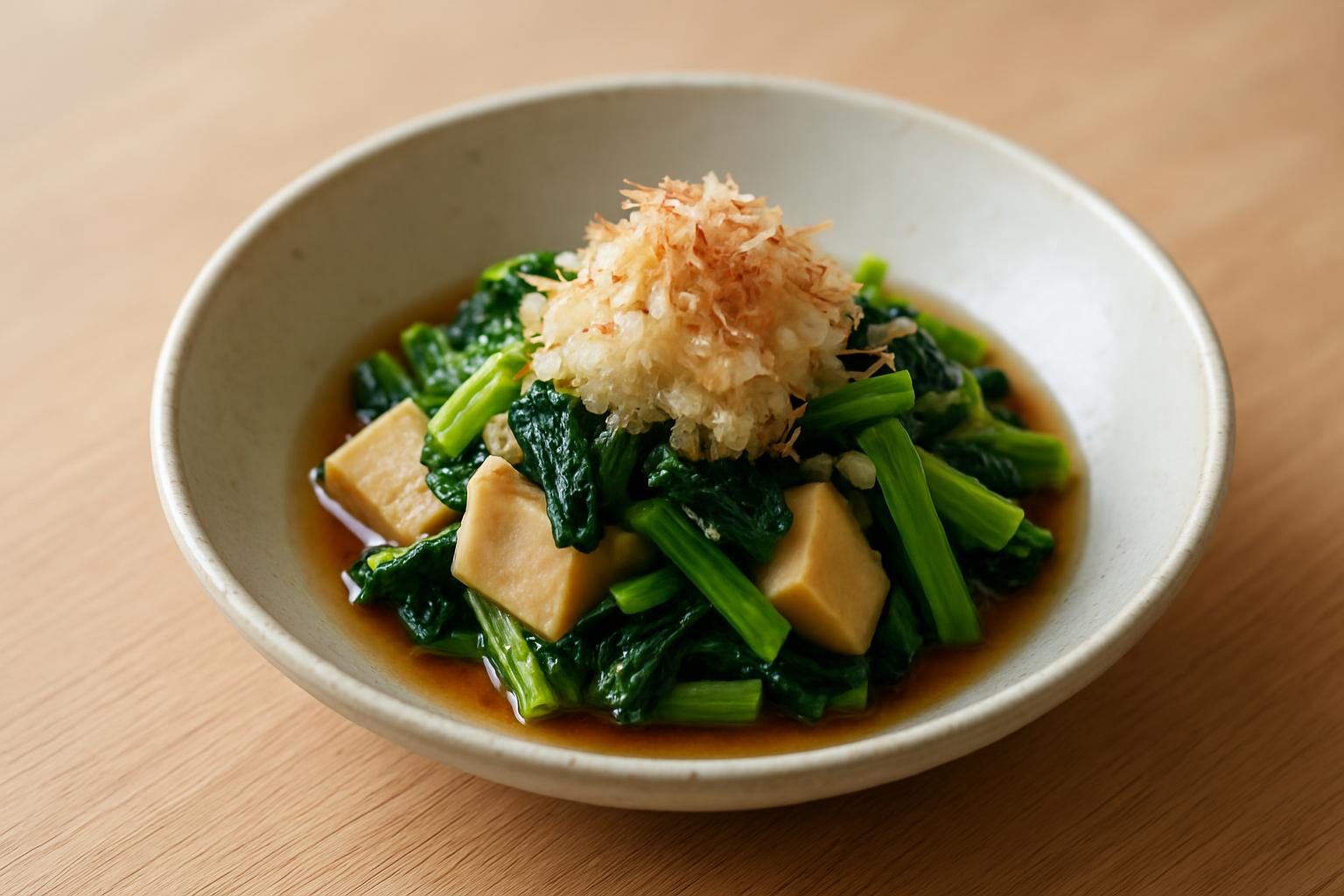 小松菜と高野豆腐のおろし和え