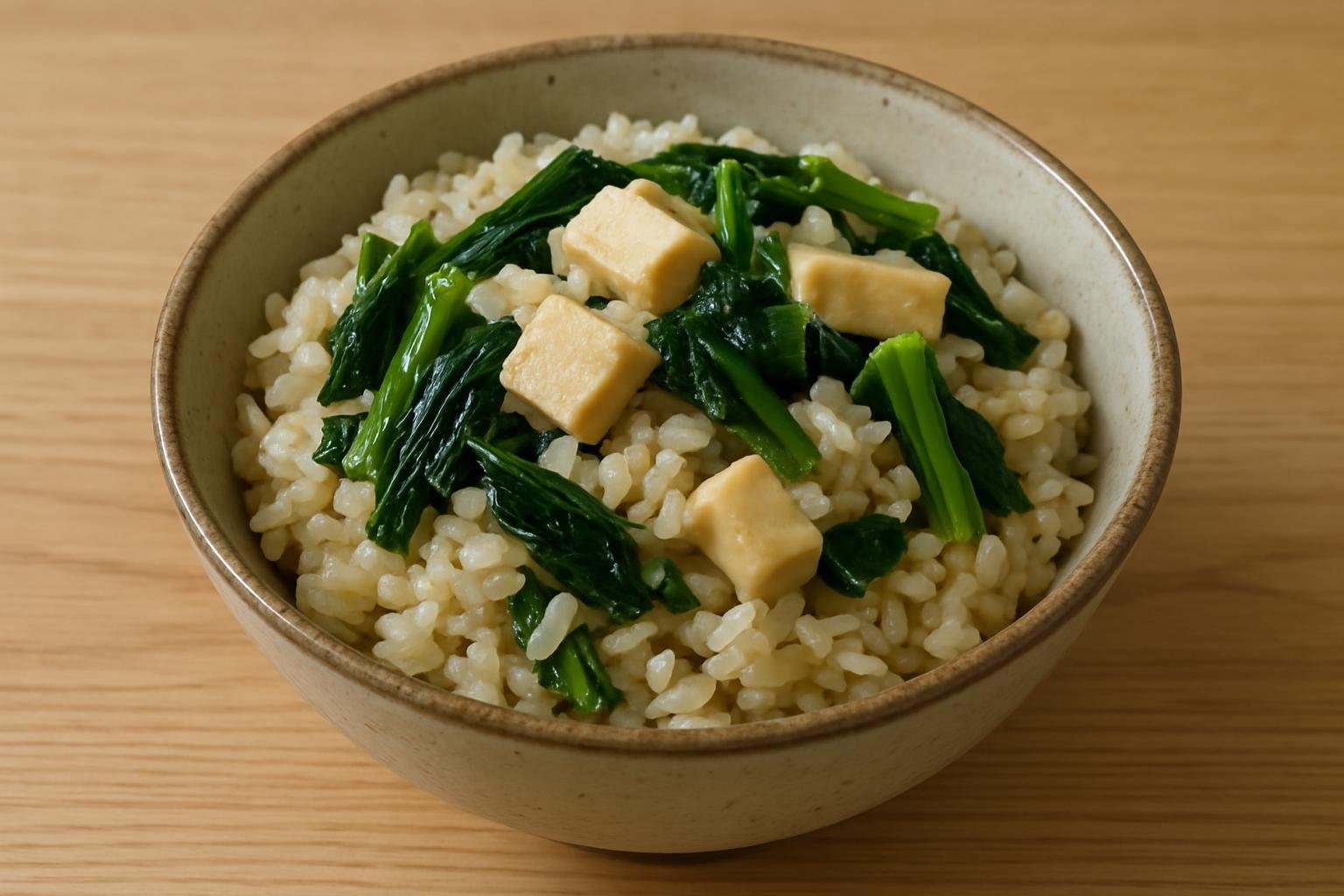 ほうれん草と高野豆腐の炊き込みご飯