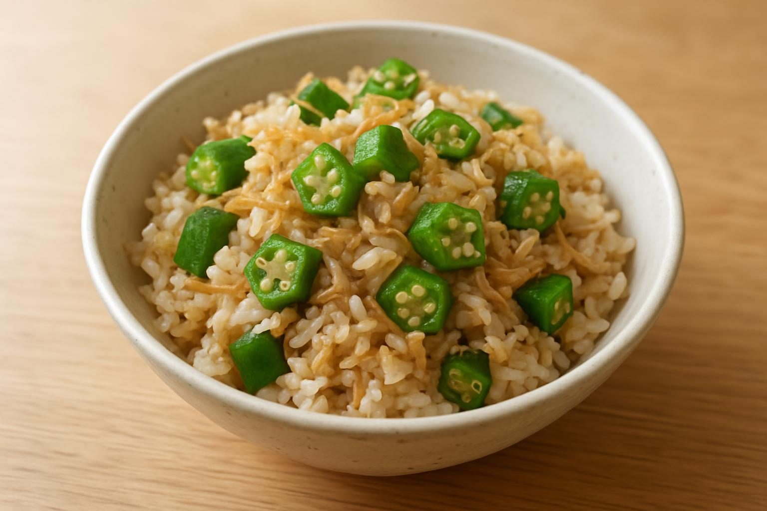 オクラとちりめんじゃこの炊き込みご飯