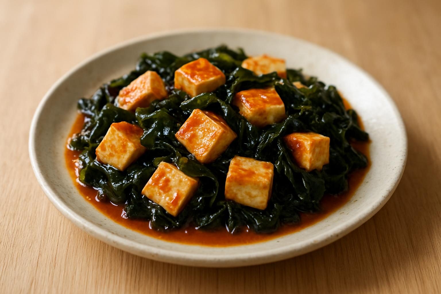 わかめと豆腐の甘酢炒め