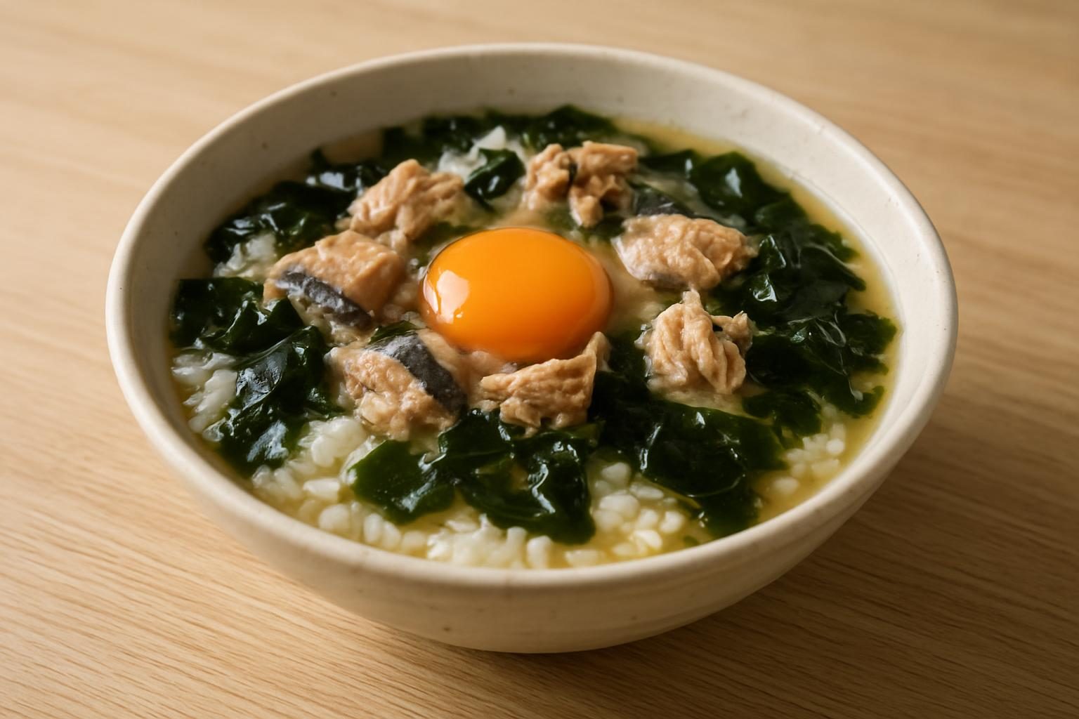わかめとさば缶の雑炊