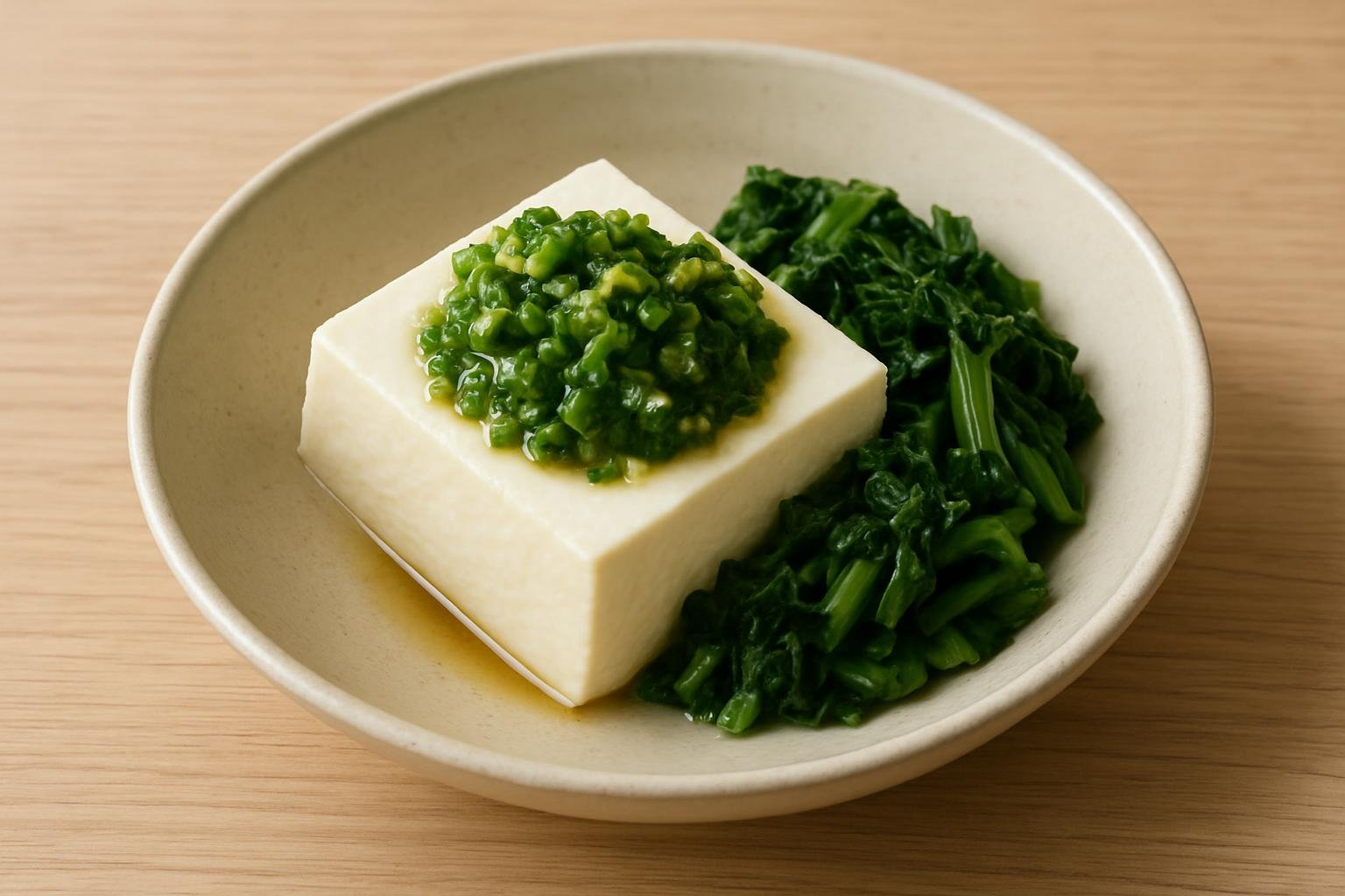 大根葉と豆腐の香味だれ