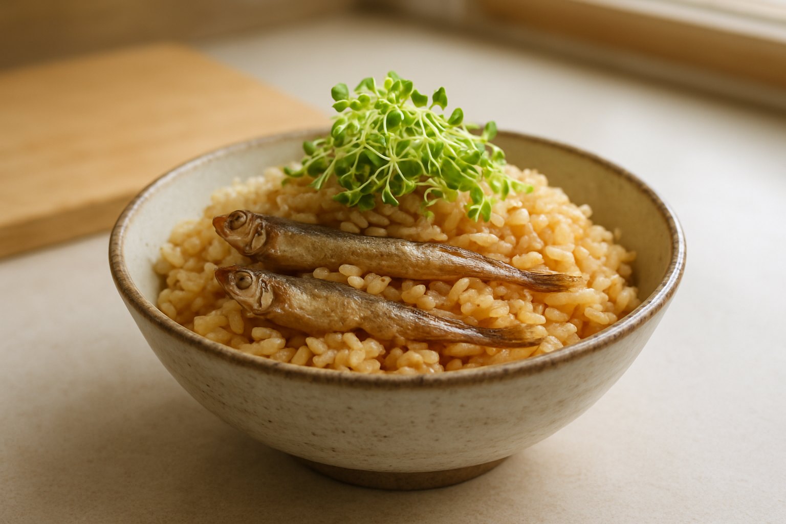 ブロッコリースプラウトとししゃもの炊き込みご飯