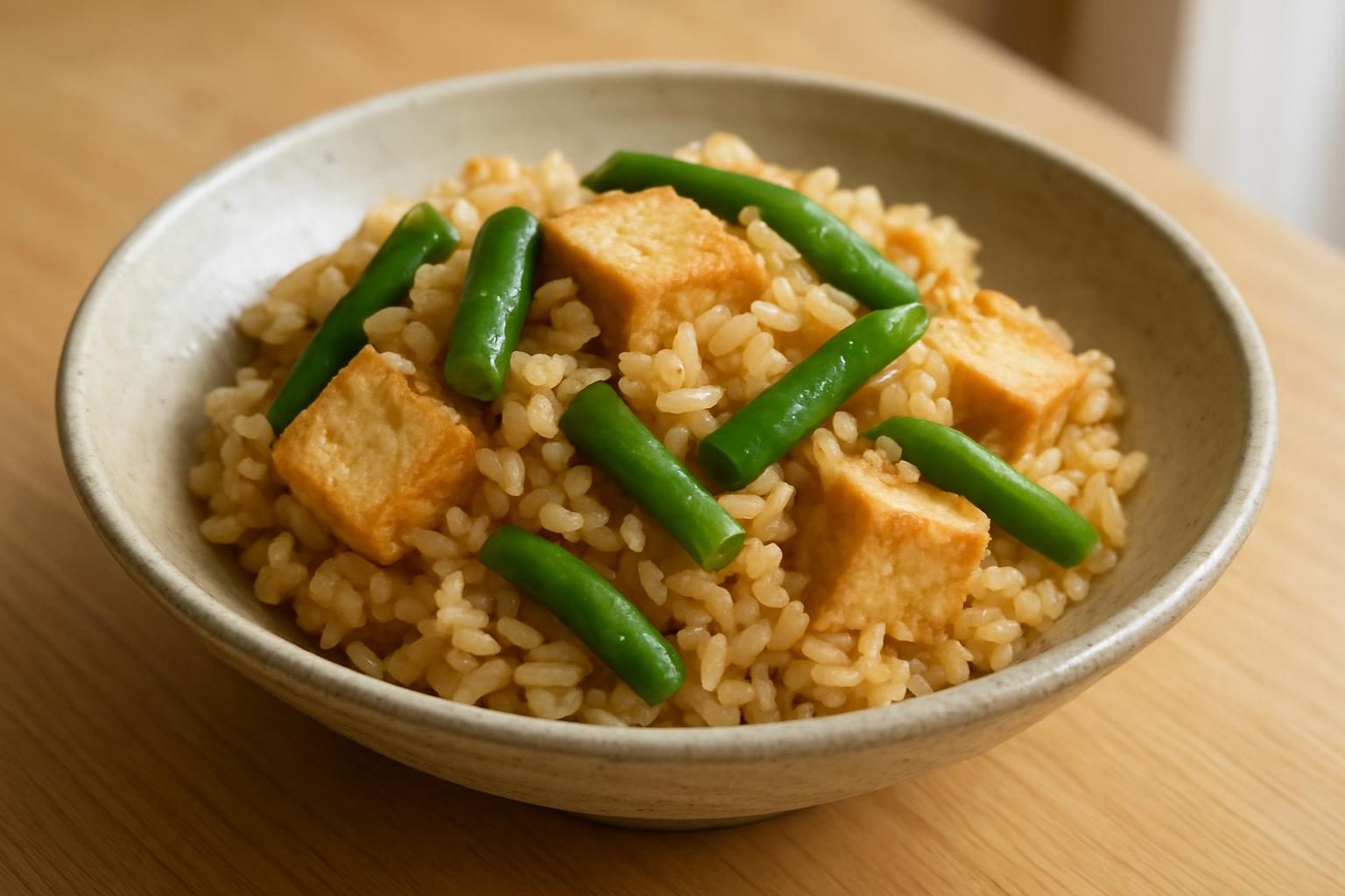 いんげんと厚揚げの炊き込みご飯