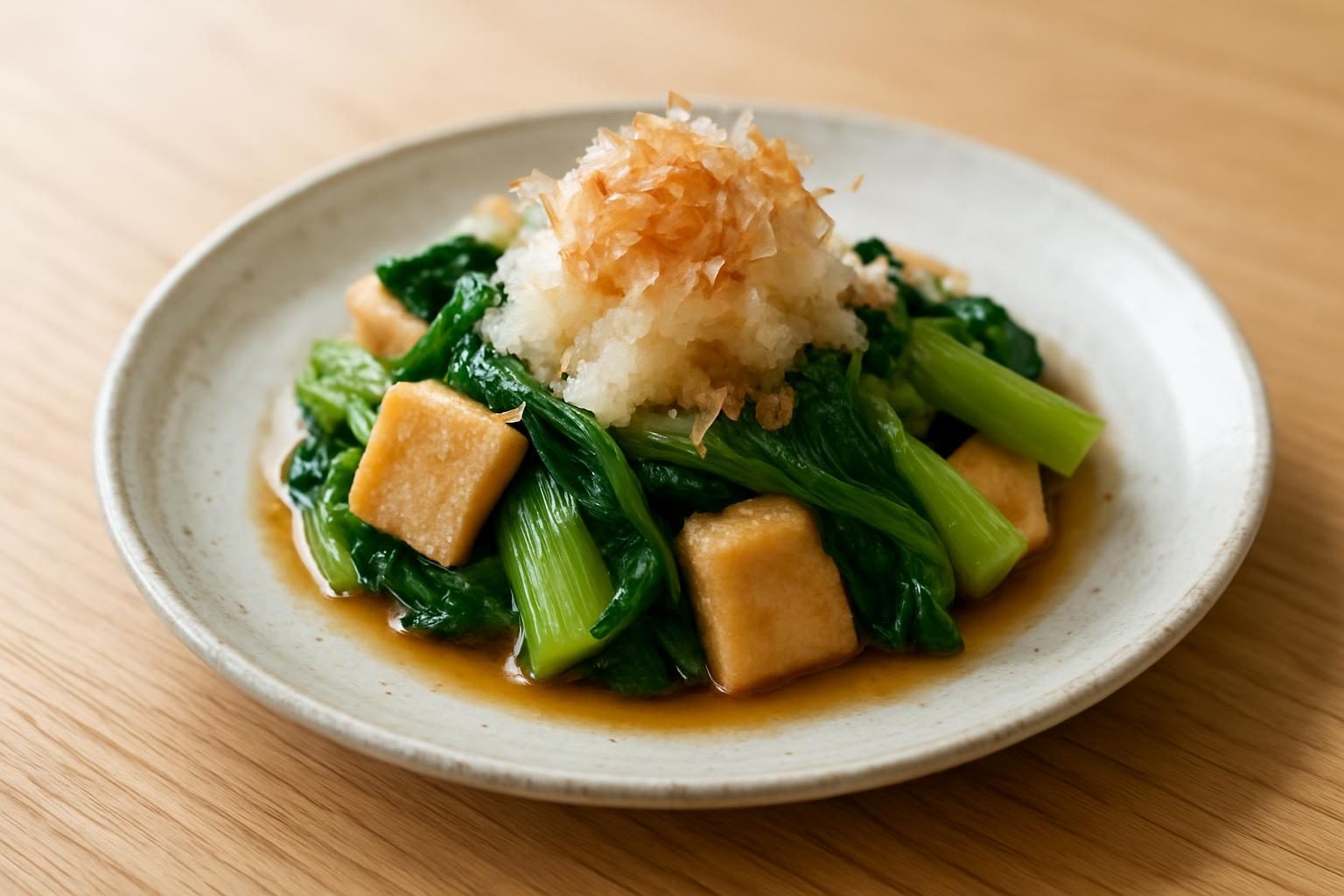 チンゲン菜と高野豆腐のおろし和え