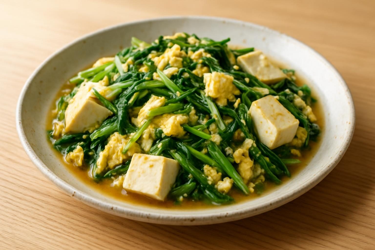 水菜大と豆腐の卵とじ
