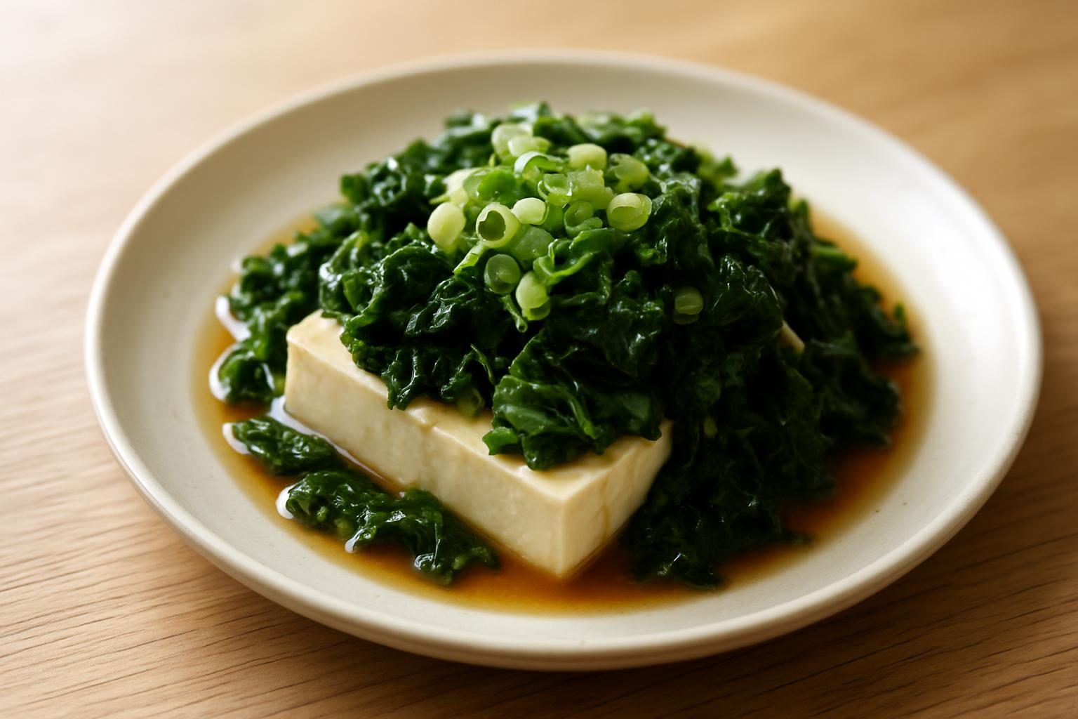 ケールと豆腐のレンジ蒸し