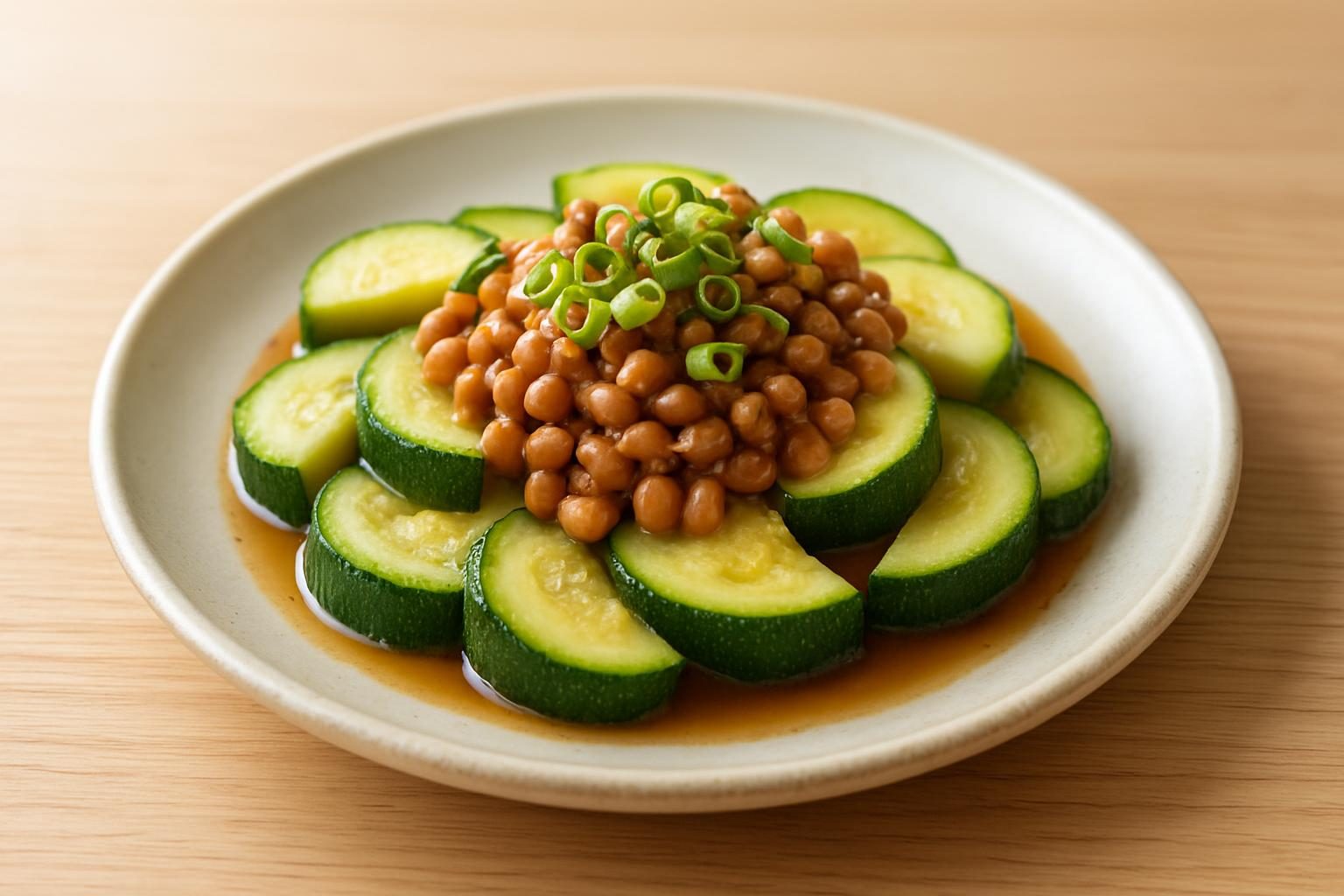 ズッキーニと納豆のレンジ蒸し
