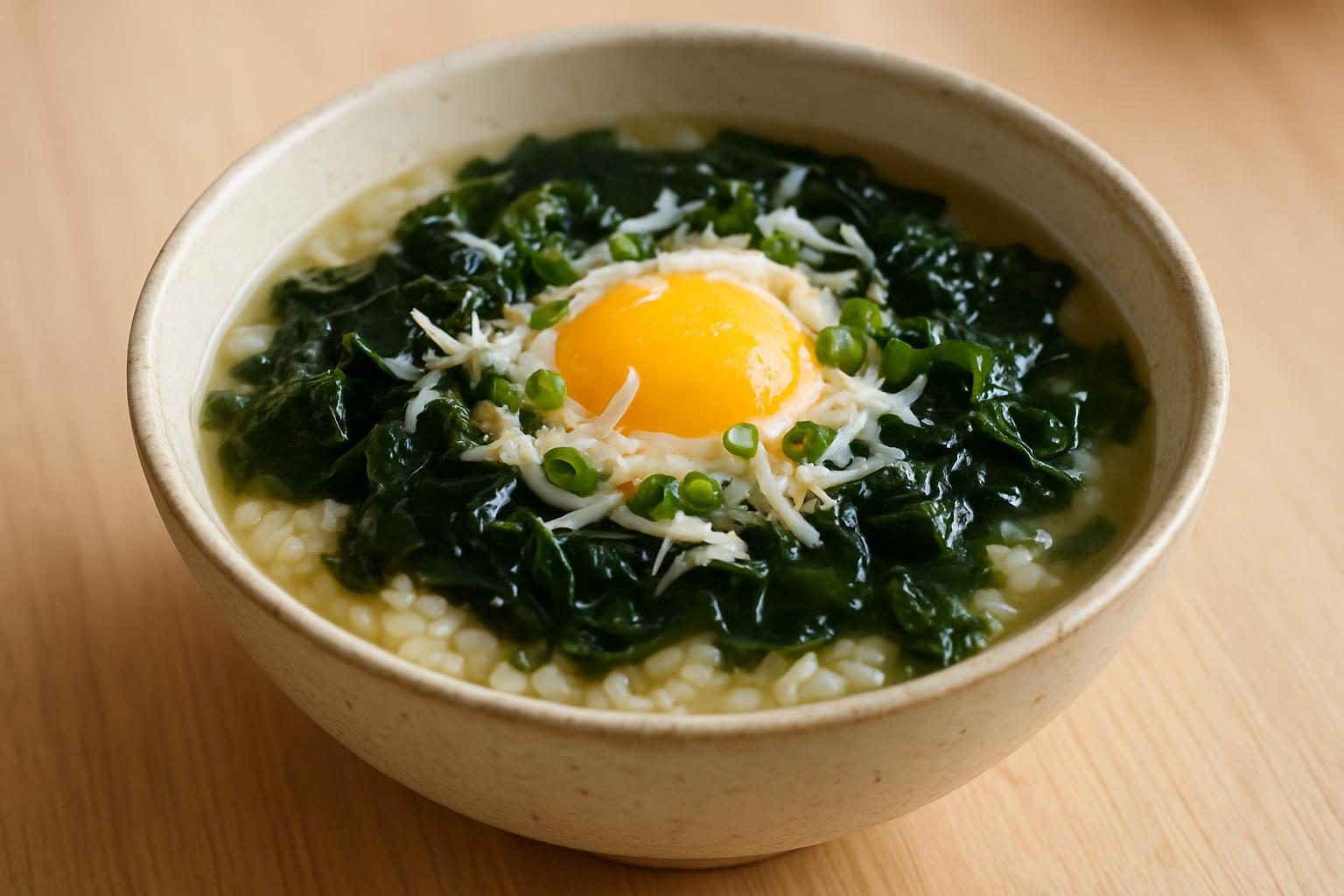 わかめ大としらすの雑炊
