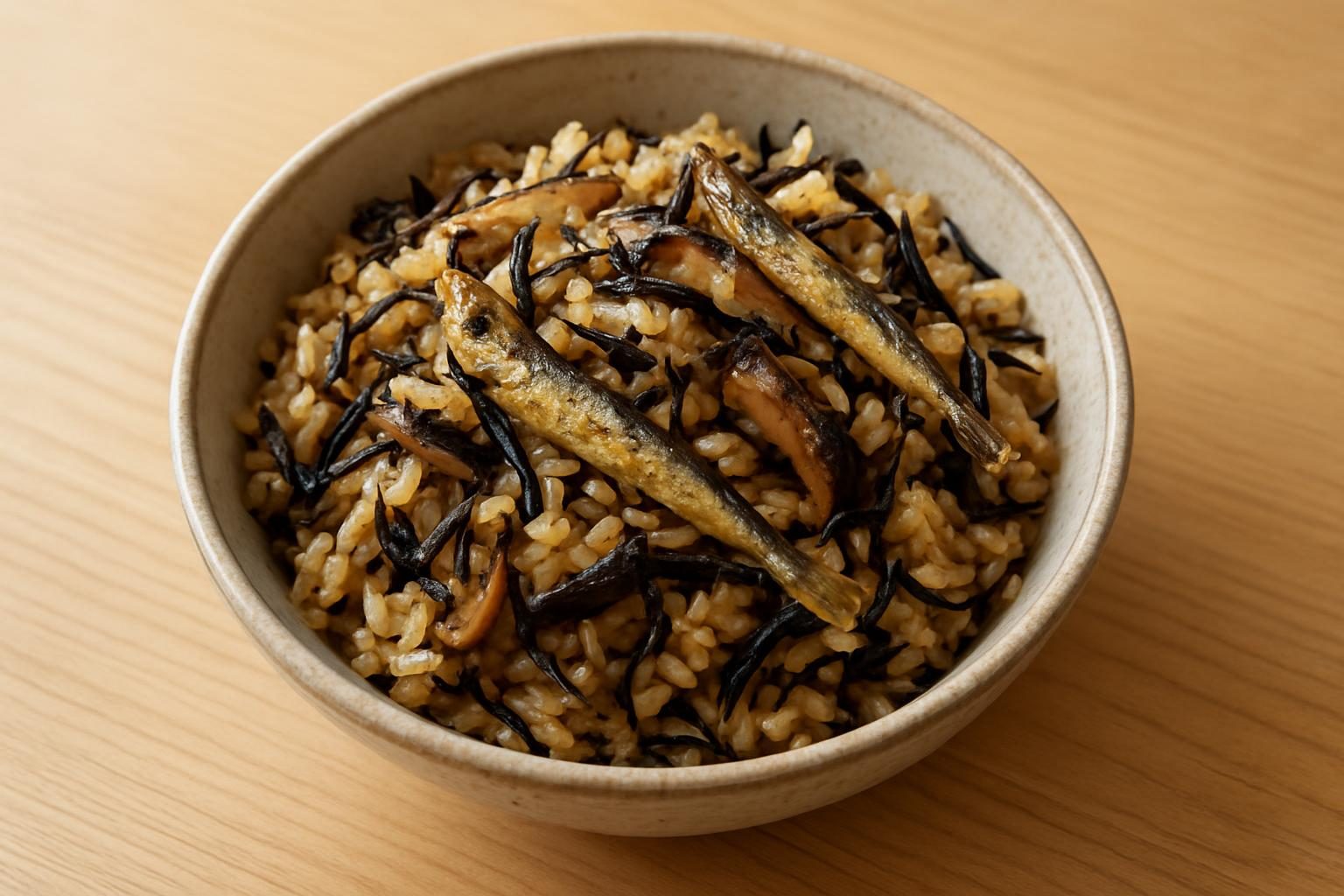 ひじきとししゃもの炊き込みご飯