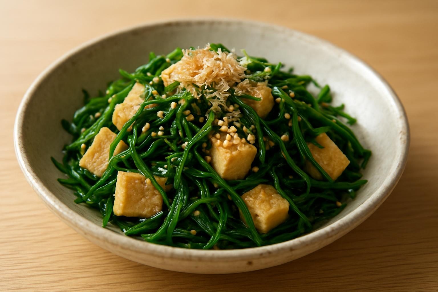 おかひじきと高野豆腐の和え物