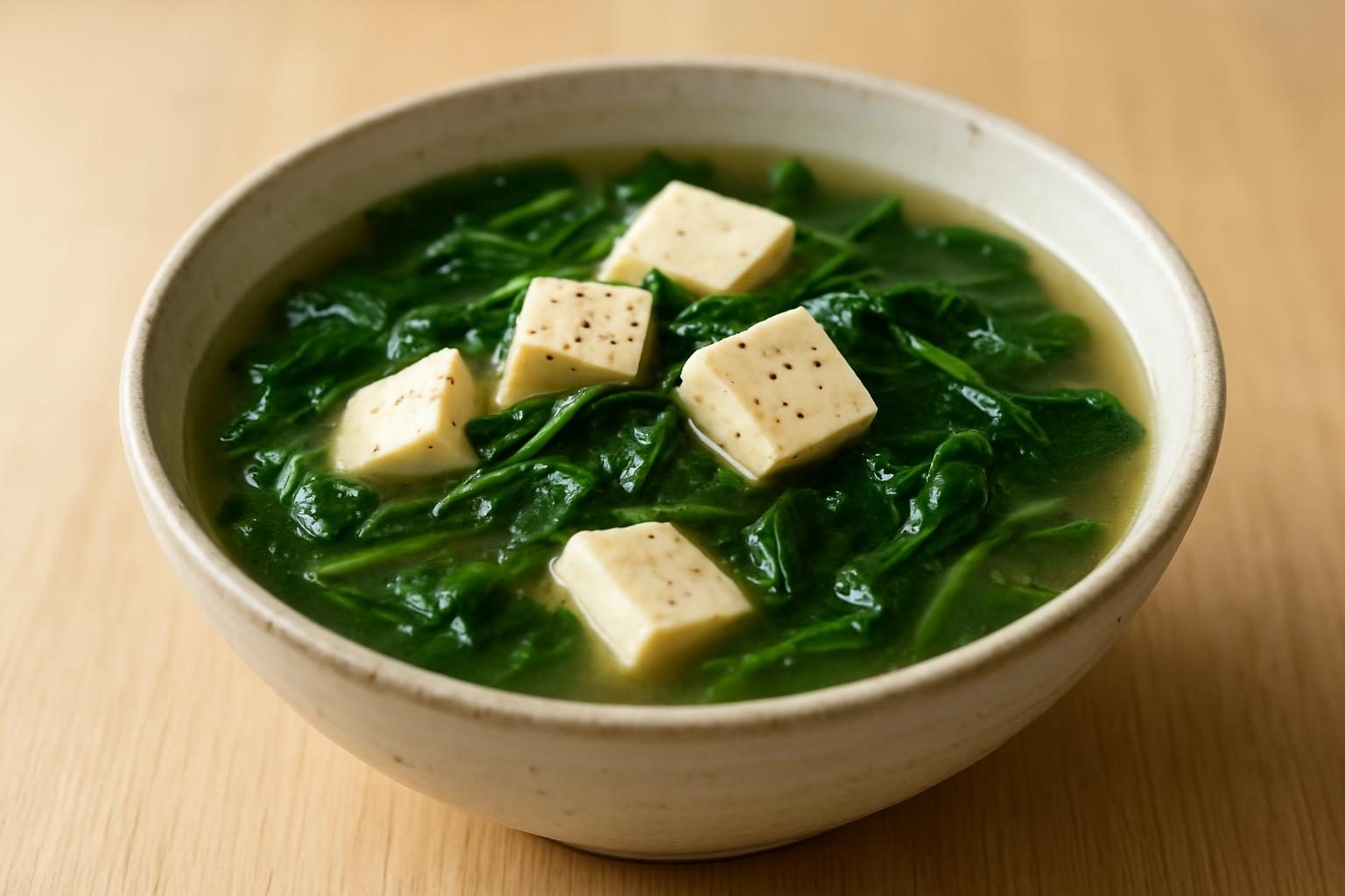 つるむらさきと豆腐のスープ