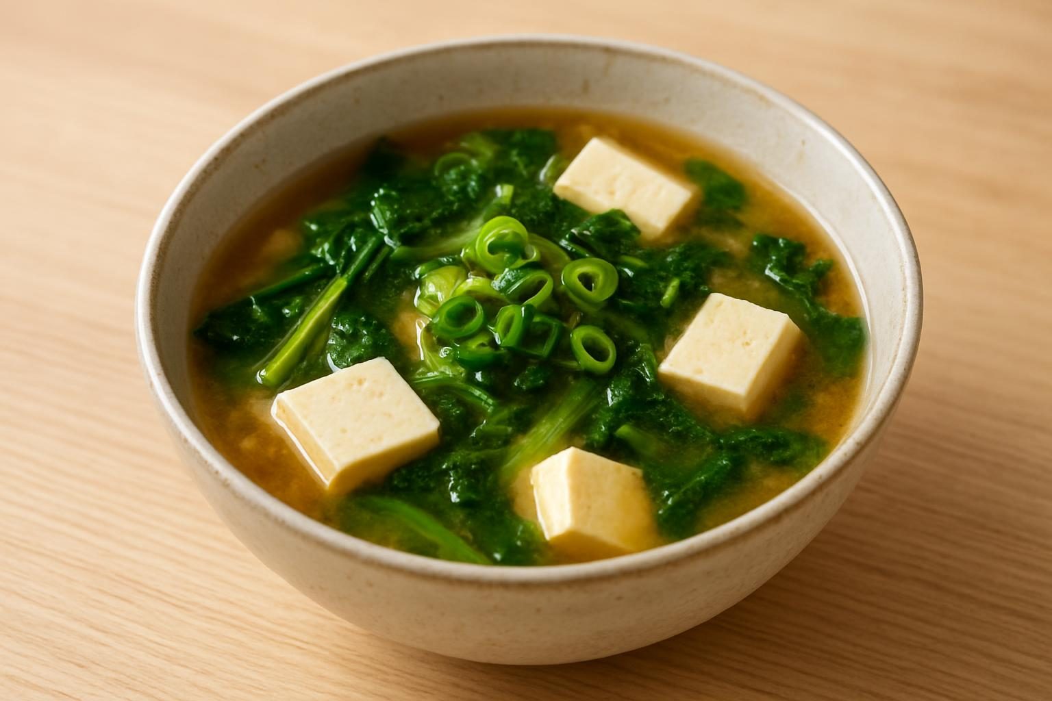 大根の葉と豆腐のみそ汁