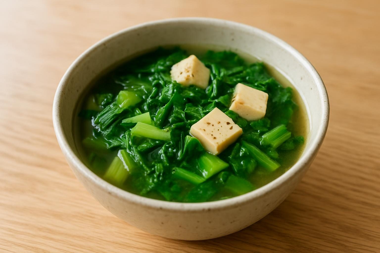 大根の葉と高野豆腐のスープ