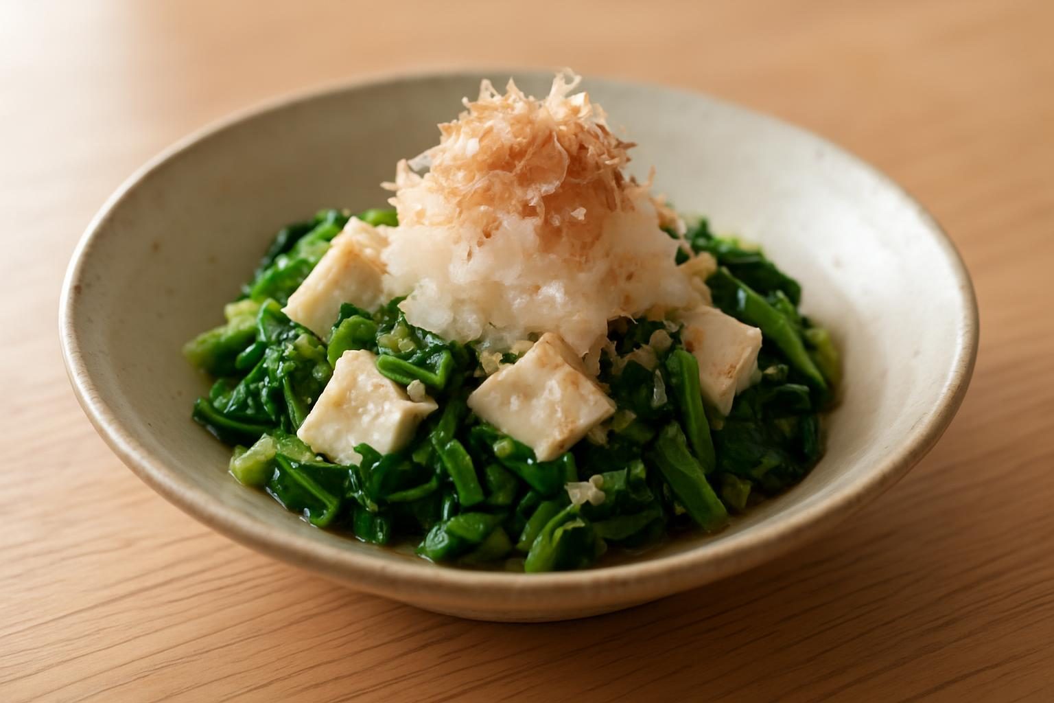 大根の葉と豆腐のおろし和え