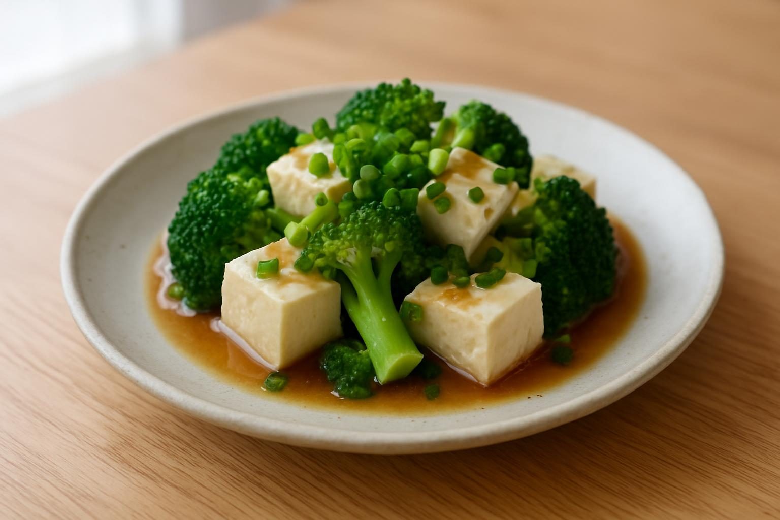 ブロッコリーと豆腐のレンジ蒸し