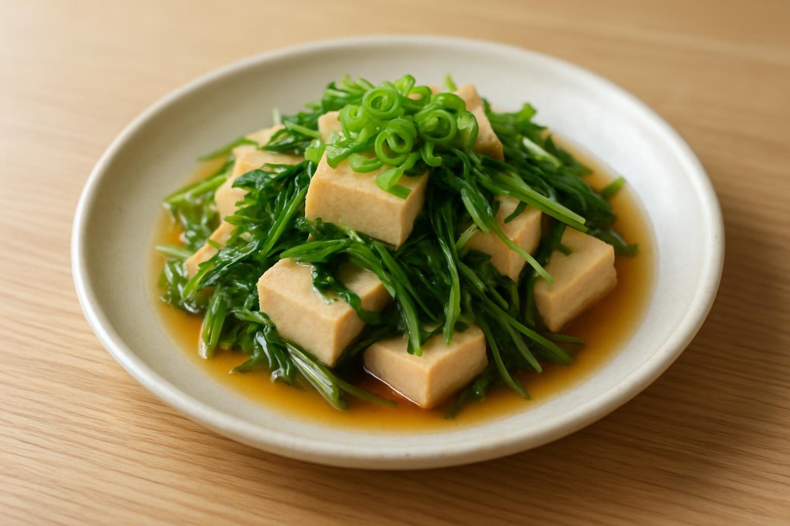 水菜と高野豆腐のレンジ蒸し
