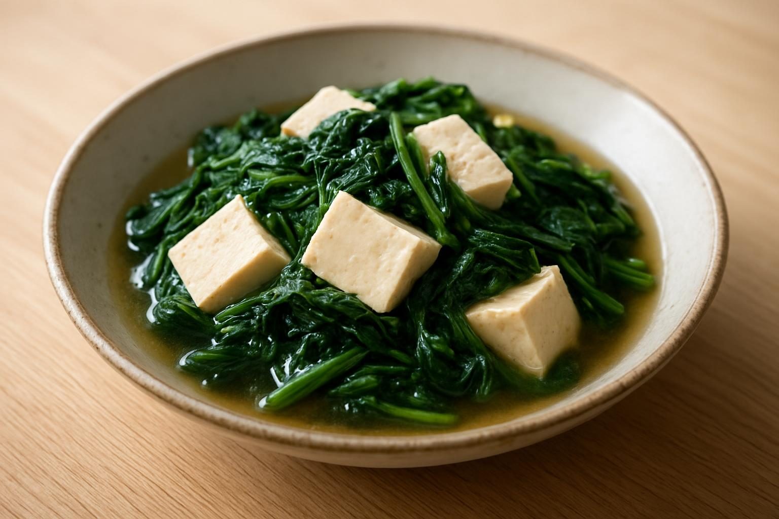モロヘイヤと豆腐のさっと煮
