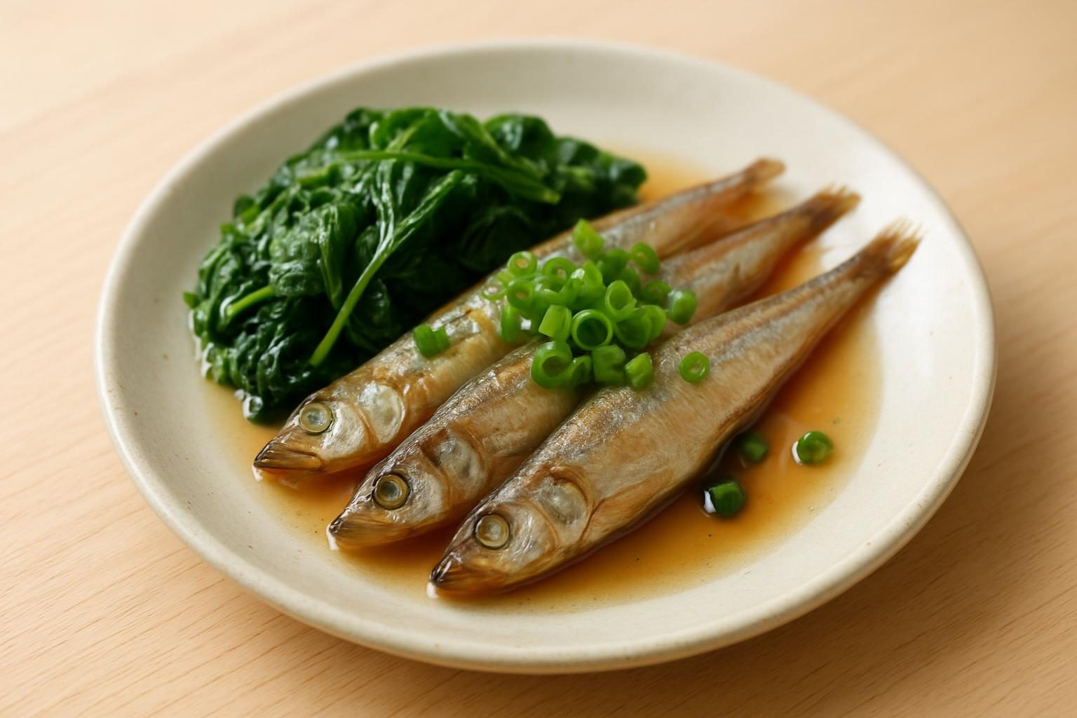 モロヘイヤとししゃものレンジ蒸し