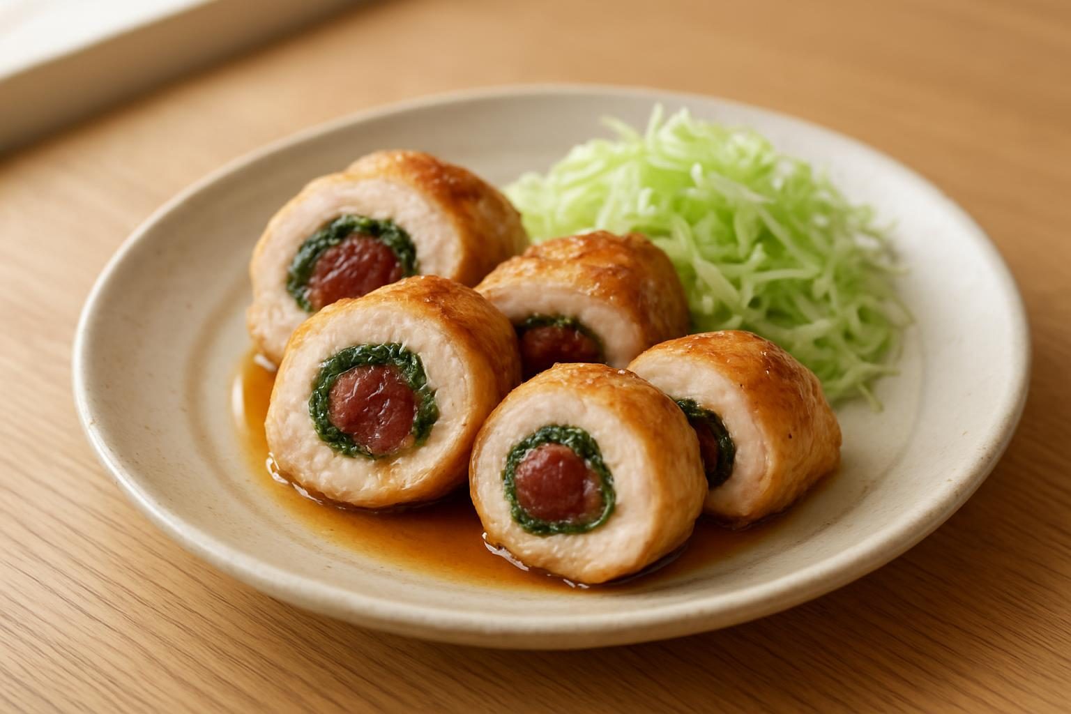 鶏むねの梅しそロール